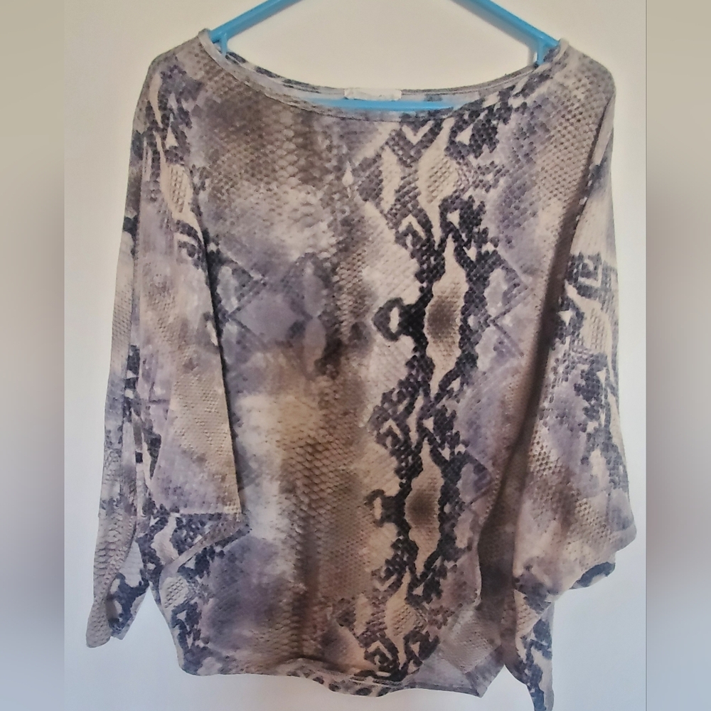 First Love Gray and Black Snake Patterned Blouse
